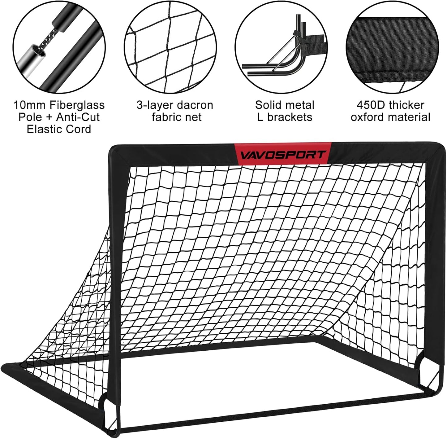 Kids Soccer Goals for Backyard Set - 2 of 4' X 3' Portable Soccer Goal Training Equipment, Pop up Toddler Soccer Net with Soccer Ball, Soccer Set for Kids and Youth Outdoor Games, Sports, Play