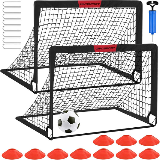 Kids Soccer Goals for Backyard Set - 2 of 4' X 3' Portable Soccer Goal Training Equipment, Pop up Toddler Soccer Net with Soccer Ball, Soccer Set for Kids and Youth Outdoor Games, Sports, Play
