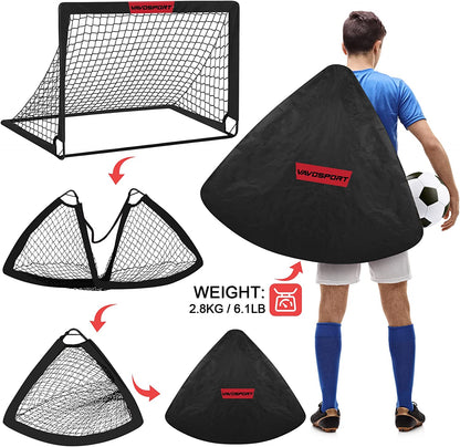 Kids Soccer Goals for Backyard Set - 2 of 4' X 3' Portable Soccer Goal Training Equipment, Pop up Toddler Soccer Net with Soccer Ball, Soccer Set for Kids and Youth Outdoor Games, Sports, Play